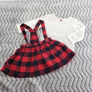 Carter's. Red Buffalo Plaid Pleated Jumper